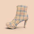 Cream tartan boot