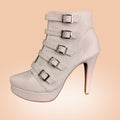 White boots 5 buckles